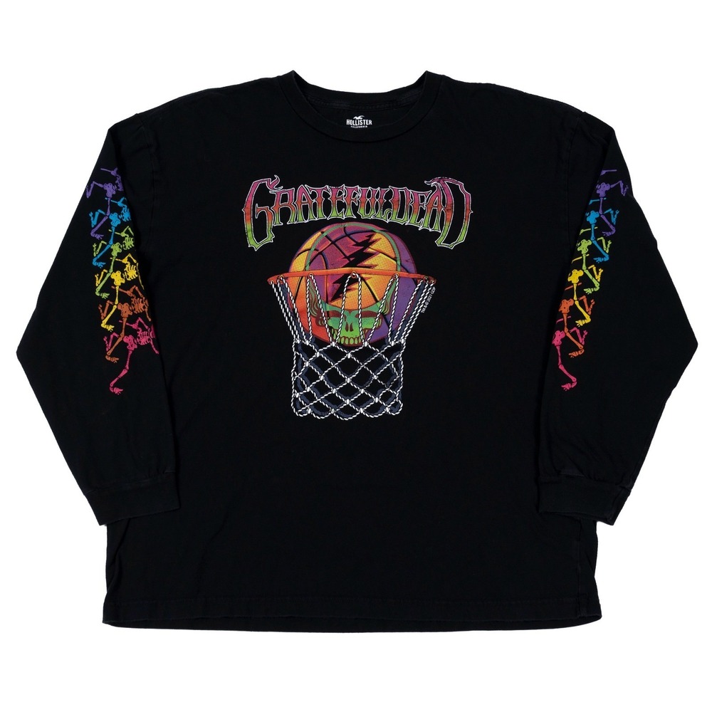 Hollister Grateful Dead LS Graphic Tee Mens XL Black SYF Basketball Sleeve Print